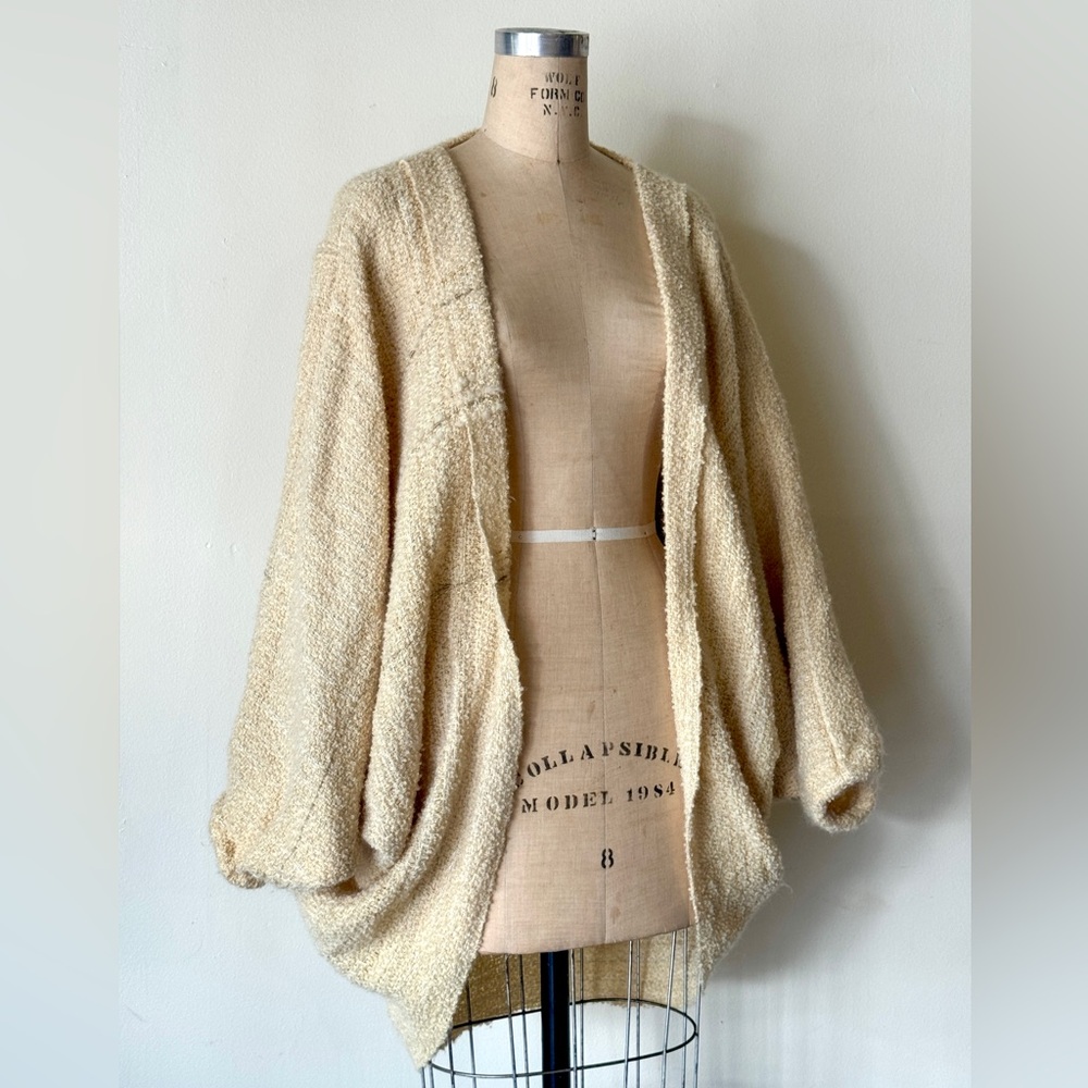 Vintage Knitted Cream Cocoon Coat 1960s